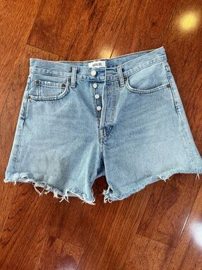 AGOLDE Light Blue Distressed Denim Jean Shorts
